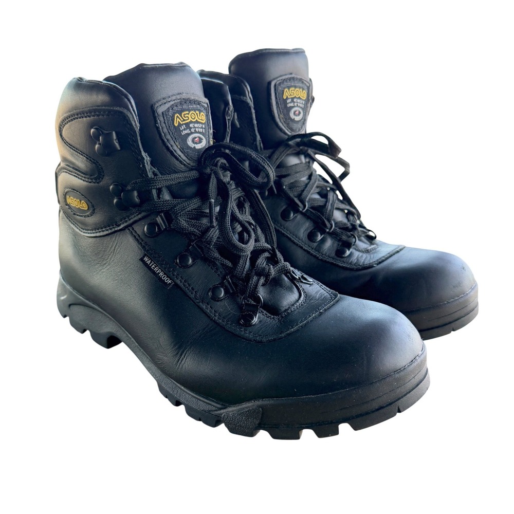 Asolo Mens 11 Sunriser Hiking Boots Black Leather Waterproof Vibram Workwear